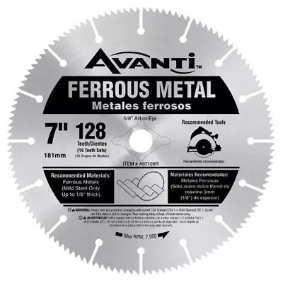 7 In. X 128-Tooth Metal Cutting Circular Saw Blade Avanti • $13.36