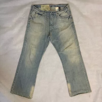 Hollister Boot Cut Jeans Mens Denim 34x32 Blue Distressed Denim Made In Brazil • $17.99