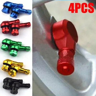 4PC CNC Motorcycle 90-Degree Angle Wheel Tire Stem Tubeless Valve Aluminum Alloy • $12.99