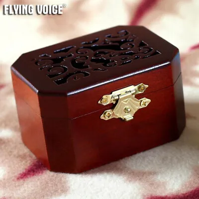 Vintage Wood Square Music Box Wind Up Xmas 50 Tunes Birthday Party Present Gift • £22.79