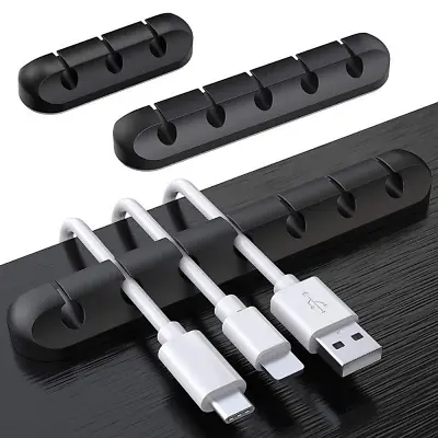 Cable Holder Management Clips Ties Charger Wire Tidy Lead Desk USB Organizer • £1.76