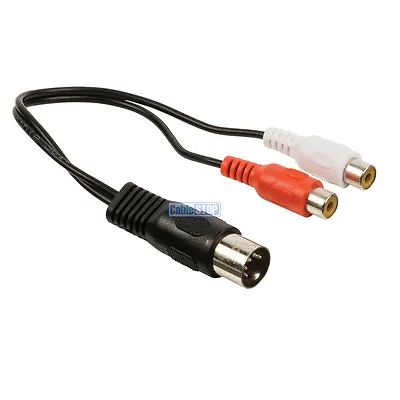 5 PIN DIN MALE PLUG To TWIN 2x RCA PHONO FEMALE SOCKETS • £3.85