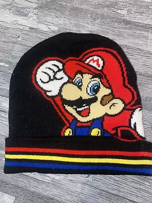 Nintendo Super Mario Knit Beanie Cap 2017 Black (One Size Fits Most) • $10.99