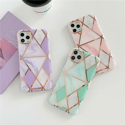 $12.99 • Buy Luxury Geometric Marble Phone Case Cover For IPhone 11 12 13 Pro Max 7 8 + XS XR