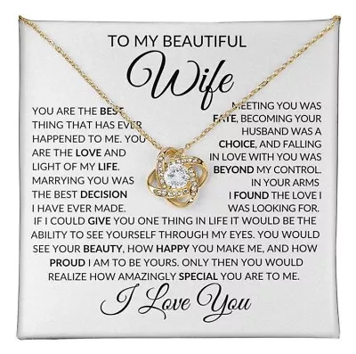 To My Wife I Love You Necklace Valentines Day Anniversary Birthday Gifts For Her • $89.95