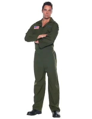 AIRFORCE JUMPSUIT ADULT MENS COSTUME Underwraps Pilot Career Zip One Size • $34.95