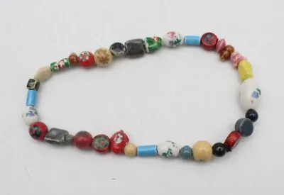 £9.45 • Buy Unique Porcelain Ceramic Stretchy Necklace Individually Hand Painted Beads 