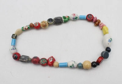 £9.45 • Buy Unique Porcelain Ceramic Stretchy Necklace Individually Hand Painted Beads 