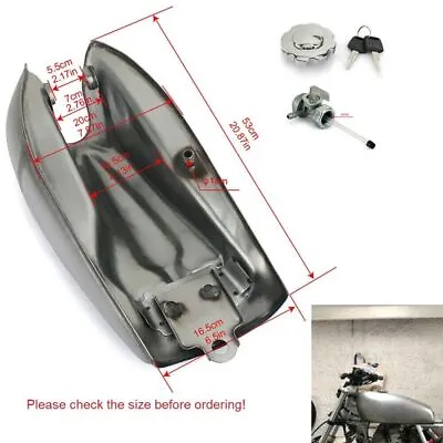 9L 2.4 Gal Unpainted Cafe Racer Vintage Gas Fuel Tank & Cap For HONDA For Yamaha • $79.88