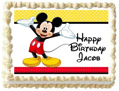 MICKEY MOUSE Edible Cake Topper Party Image  • $8.50