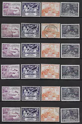 Malaya (Various Regions)  U.P.U. 75th Annv  1949 Mint/VFU X6 Full Stamps Set LH • $1.23