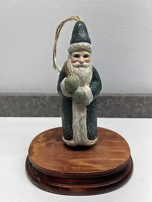 Belsnickle Primitive 6” Blue Crackle Glitter Ornament Figurine W/Sack By Midwest • $18.95