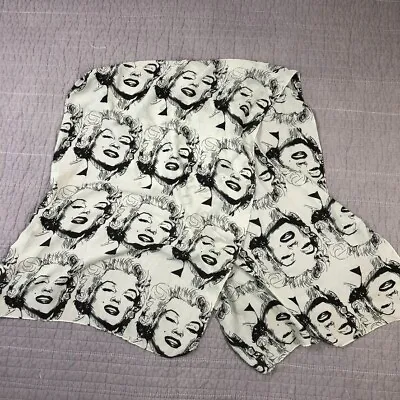 Marilyn Monroe Scarf Oblong 63 X 21 Iconic Face Pop Art Pattern Silk Blend Gray • £18.27