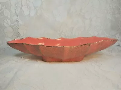 Mid Century Modern TV Console Bowl Pinkish Salmon / Gold Speckled 15.75  Inches  • $34.99