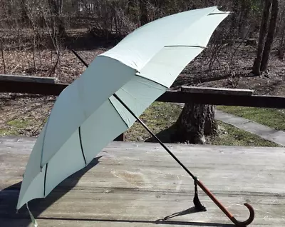 Lovely Vintage PK Polan Katz PARASOL UMBRELLA - Pale Green With Long Wood Handle • $36