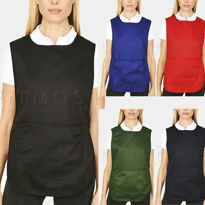 Tabard Apron With Pockets Overall Kitchen Catering Cleaning Workwear Uniform • £8.95