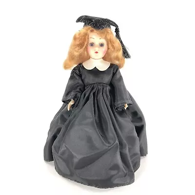 Vintage MARCIE Graduation Sleepy Eye Doll Red Hair Blue Eyes Black Gown Cap • $24.95