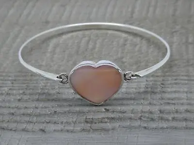Stunning Sterling Silver Kit Heath Pink Mother Of Pearl Heart Bangle Bracelet • £22.99