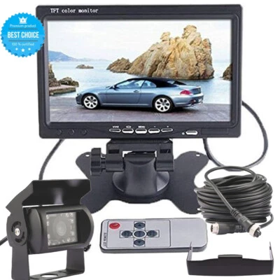 7  TFT LCD Monitor Truck Bus Van 4Pin 10M With HD Car Rear View Camera  Kit • £41.95