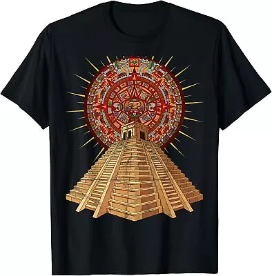 Ancient Sacred Mayan Aztec Calendar Pyramid Geometry T-Shirt Size S-5XL • $18.99