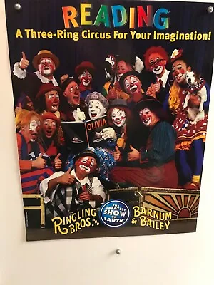 $11.77 • Buy Vintage Ringling Bros. Clown Poster 18'x24  Reading Development Featured