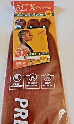 $8.99 • Buy X-pression Expression 100% Kanekalon 3X Braid Hair Pre-Stretched 58  350