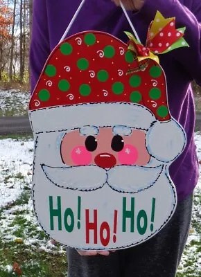 18  Ho! Ho! Ho!  SANTA CLAUS Christmas SIGN Wall Door Hanger Plaque Holiday • $24.75