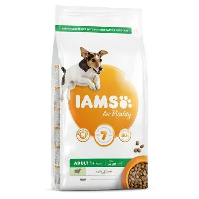 Dry Dog Food IAMS Vitality Adult Small Medium Breeds Lamb Complete 2kg Or 12kg • £11.99