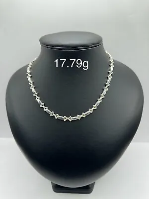 Sterling Silver Unique X - O Style Chain 16.9 Inches 17.79 Grams 7.2mm Links • $49.31