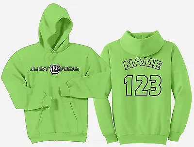 Motocross Hoodie Sweat Shirt Lime Just Ride Custom Number Plate Kawasaki Kx • £51.26