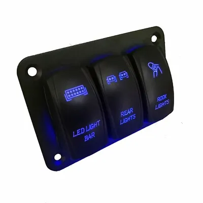 LED 3 Gang Rocker Switch Panel Circuit Breaker Waterproof For RV Car Boat Marine • $21.50