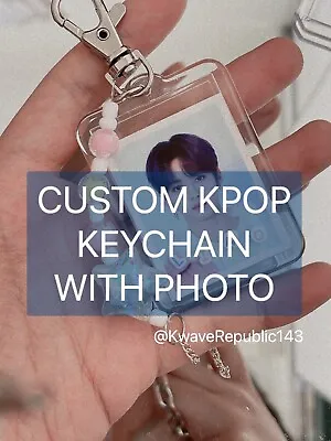 Custom Kpop Beaded Keychain With Mini Photo Holder Handmade Personalise Skz Bts • $7.99