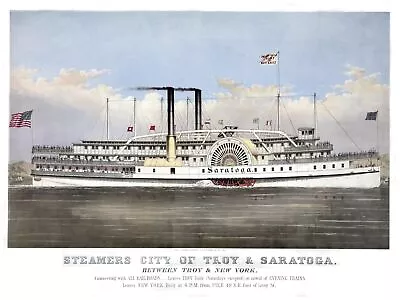 4469.Steamers City Of Troy And Saratoga.steamship.POSTER.decor Home Office Art • $25