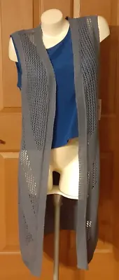 Allie & Rob Blue Sleeveless Sweater Shrug Pointelle Knit Misses Size M NWT • $17.50