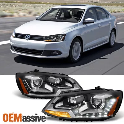 Fits 2011-2018 Jetta Sedan Halogen LED Projector BLK Headlights Light Left+Right • $265.99