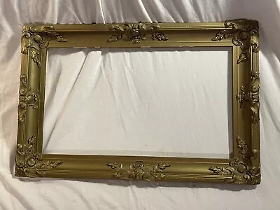 Antique Victorian Carved Wood And Gesso Gilt Floral Embellished Frame • $129.50