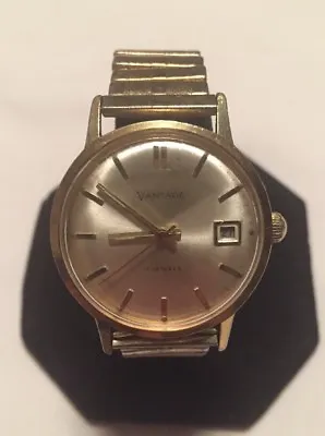 Vtg Vantage 17-Jewels Gold Dial Watch W/ 18mm Stretch Band! • $95