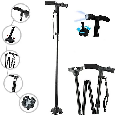 Ultimate Magic Cane Adjustable Folding & Extendable Walking Stick + LED Lights • £12