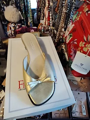 Moda Gold Metalic Mules Slides Kitten Heels Sandals 8 M • $29.99