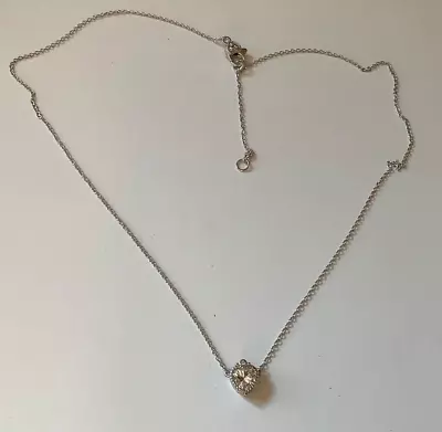 Judith Ripka Sterling Silver Cubic Zirconia Heart Pendant On Chain • $55