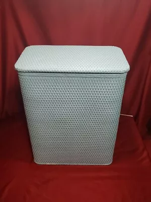 Vintage Vtg Mid Century Redmon Woven Wicker Laundry Clothes Hamper Basket  Blue • $99.99