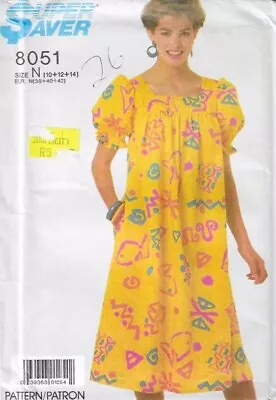 Super Saver 8051 Muu Muu House Dress Sewing Pattern Puff Sleeves Size 10-12-14 • $16.03