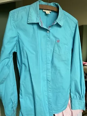 Womens Ariat Western Shirt Long Sleeve Blue With Pink Trim Ladies Size Medium • £25