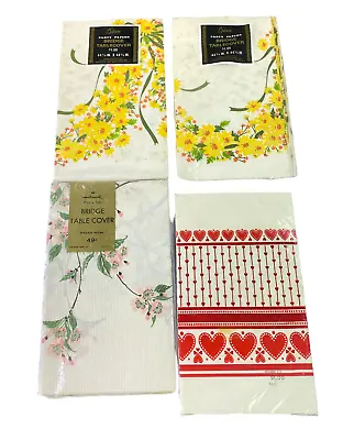 Vintage Bridge Paper Table Covers Tablecloths Lot/4 Yellow Pink Flower/Red Heart • $12.90