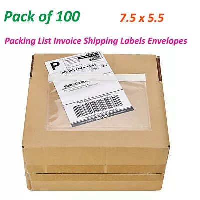 100 7.5 X 5.5 Clear Packing List Invoice Shipping Labels Envelopes Self Adhesive • $12.96