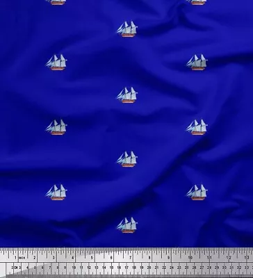 Soimoi Blue Cotton Poplin Fabric Yacht Nautical Print Fabric By-8YI • $10.93