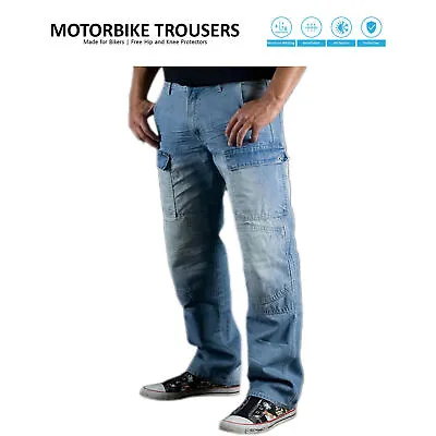Men's Motorcycle Jeans Cargo Motorbike Riding Pants Made With Kevlar Denim Pant • $53