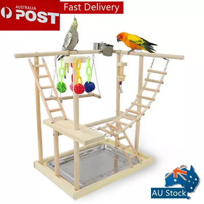 Bird Parrots Playground Birdcage Playstand Play Gym Parakeet Playpen Ladder Toy • $89.88