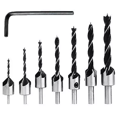 7Pcs Wood 5 Flute HSS Countersink Drill Bit Set 3 4 5 6 7 8 10mm Carpentry Tool • £9.79