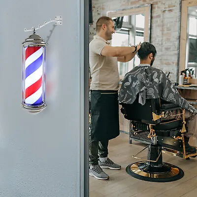 Vintage Barber Pole Light Rotating Stripe Red/White/Blue Barbershop Open Sign US • $45